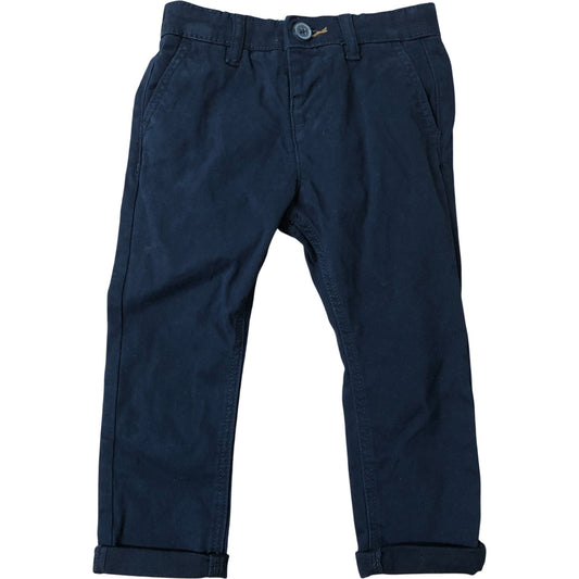 River Island Dark Blue Chinos Size 12-18 Months Baby Boy Trousers Rolled Hem