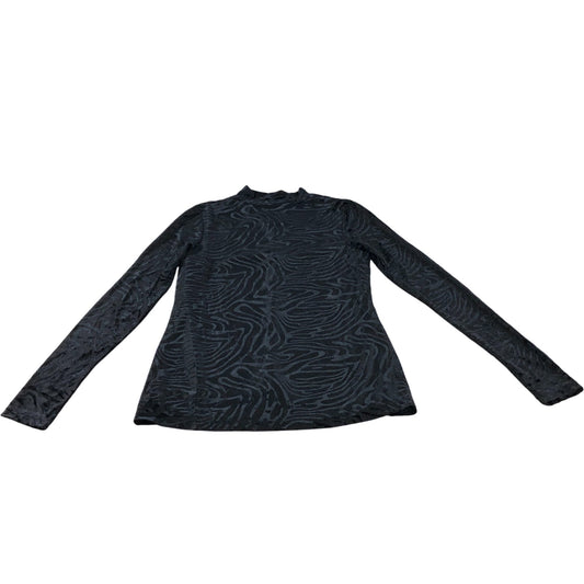 Branded Black Zebra Velvet Turtle Neck Top - Size 8