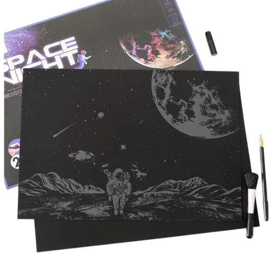 Space Night Astronaut Series Scratch Cards 2 Pack Arts and Crafts Set