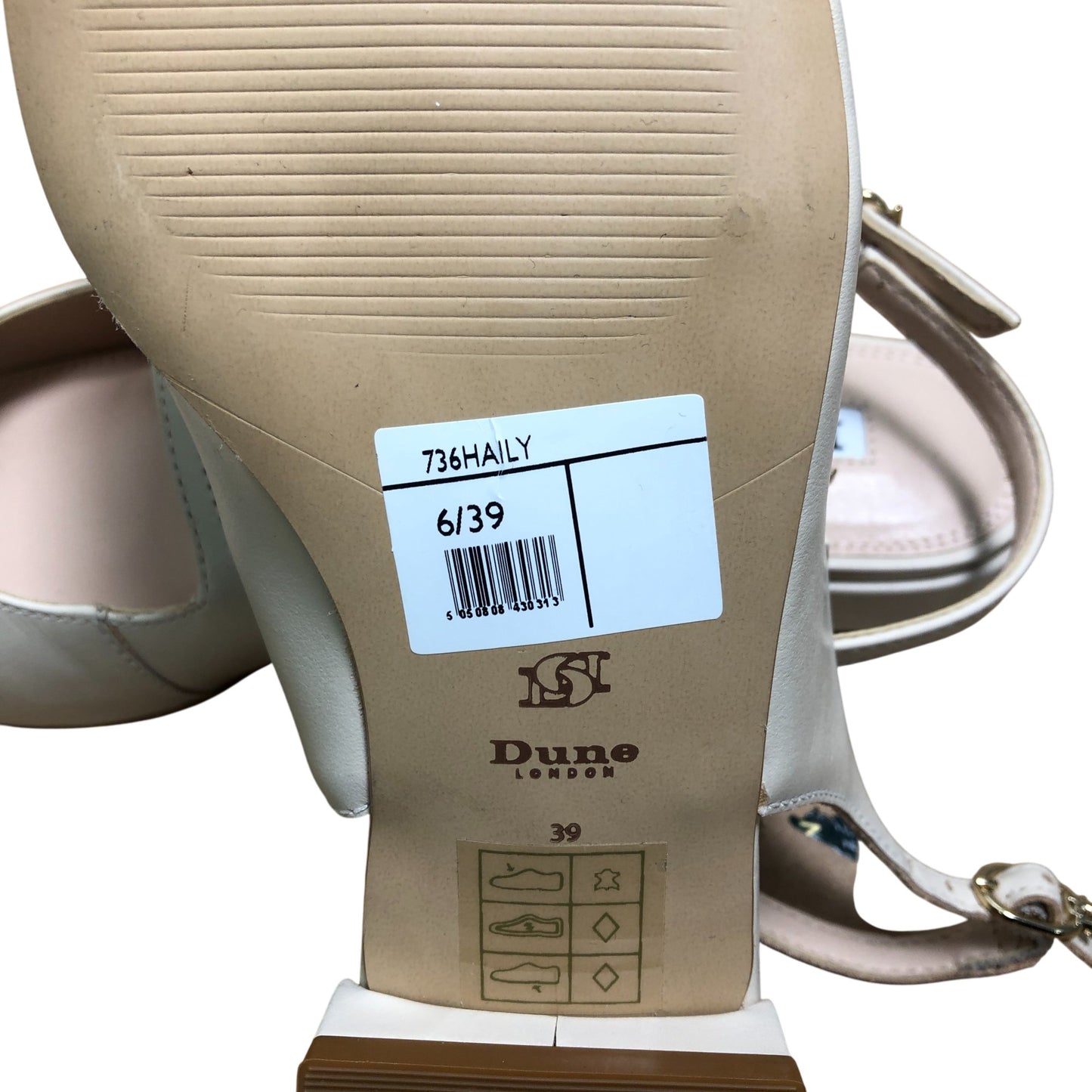 Dune Haily Slingback Heels UK6 Women's Cream Strappy Flats Shoes