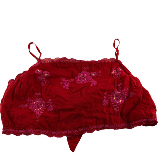 River Island Women's UK L Red Embroidered Crop Top Size 14