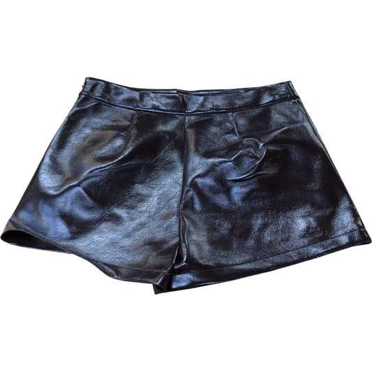 River Island Faux Leather Shorts UK Size 12 Women's High Waist Dark Brown