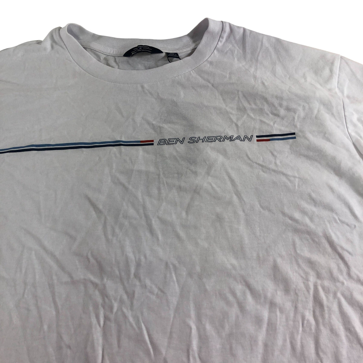 Ben Sherman XXXL Core Stripe Tee Men's White Cotton T-Shirt Casual Wear