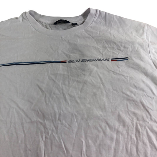 Ben Sherman XXXL Core Stripe Tee Men's White Cotton T-Shirt Casual Wear