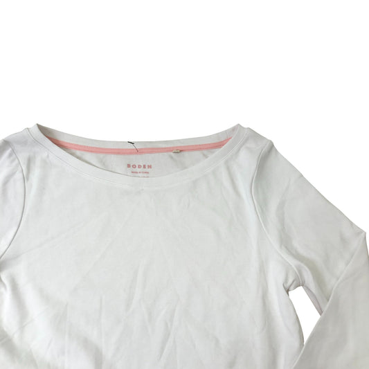 Boden Long Sleeve Top Women's Soft Casual White Cotton Blend Size 14