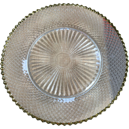 Elegant Glass Serving Platter With Gold Trim Decorative Tableware 13"
