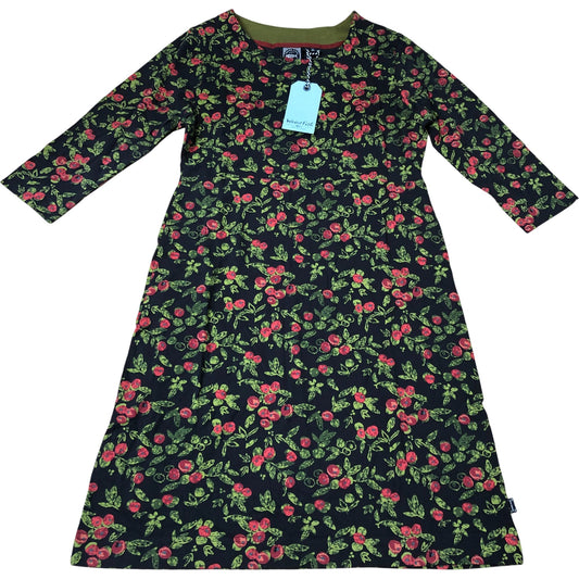 Weird Fish Shafika Organic Cotton Jersey Dress Size 12 Holly Print