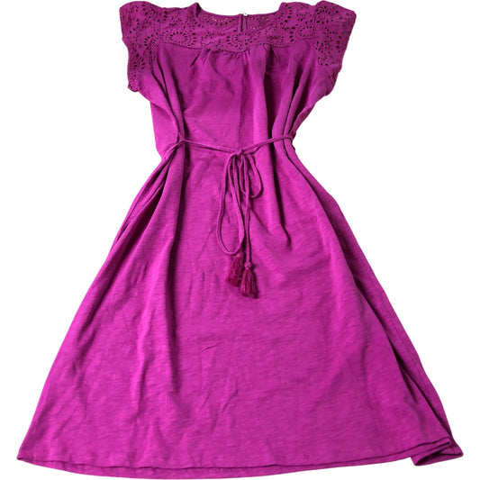 Juliet Broderie Short Dress Women's Short Sleeve Cotton Pink UK22