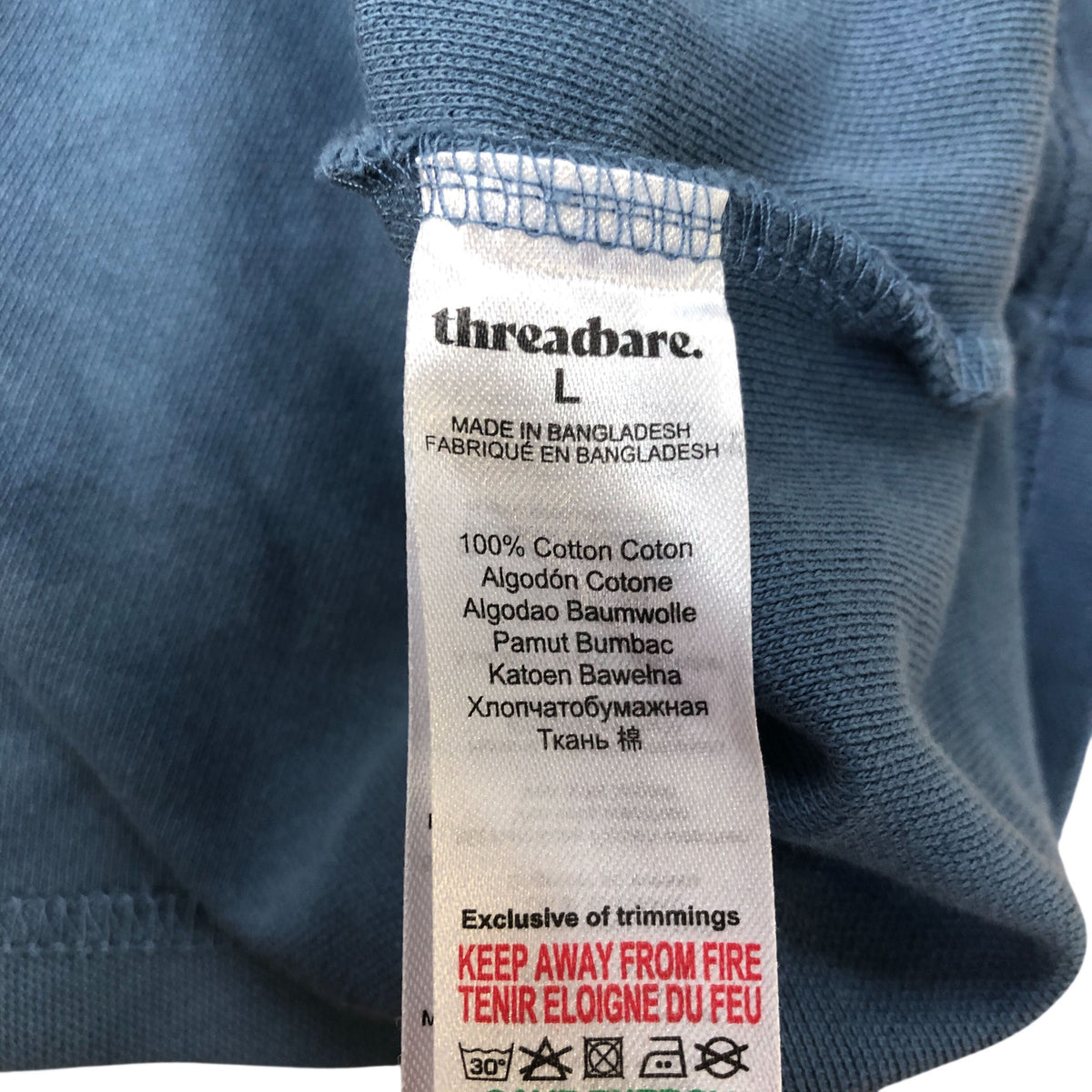 Threadbare Polo Shirt Regular Fit Blue Zip Neck Size L