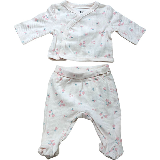 Cute Floral Baby Outfit Set 0-3 Months Girls Cotton Pink 56cm