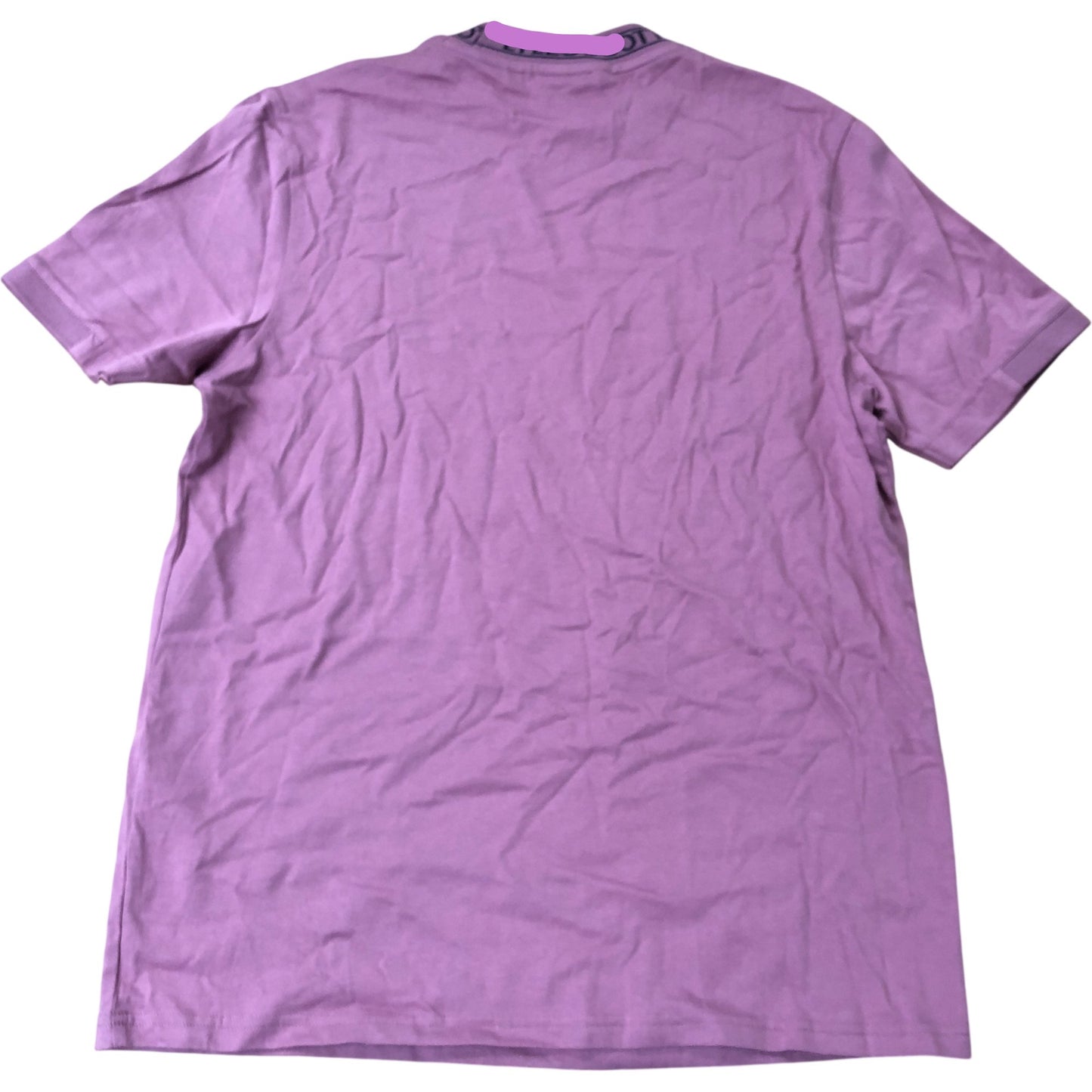 Logo Ribbed T-Shirt Medium Men's Purple Cotton Short Sleeve