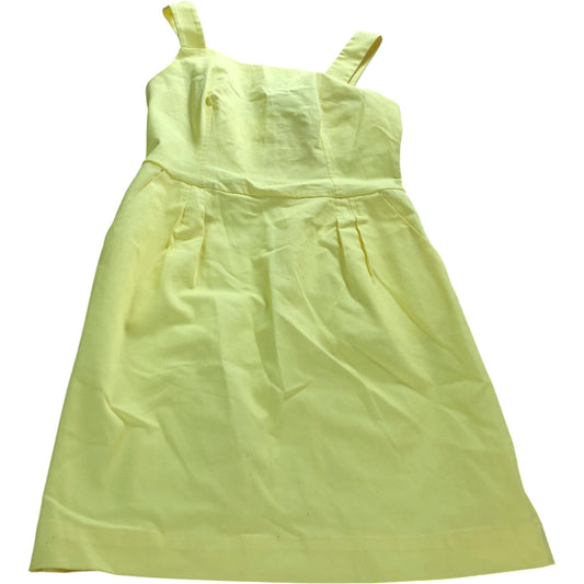 Yellow Fit And Flare Dress UK10 Women's Summer Sleeveless Cotton Blend