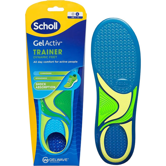 Scholl GelActiv Trainer Insoles Size 7-12 Dynamic Feet Shock Absorption