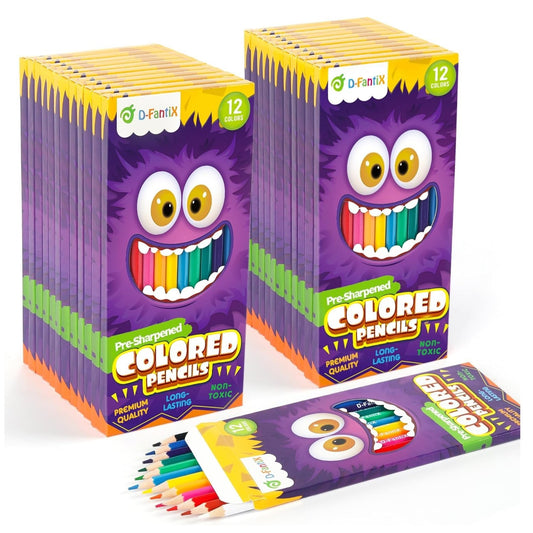 D Fantix Pre-Sharpened Coloured Pencils 24 Pack Long Lasting Non Toxic Art Set