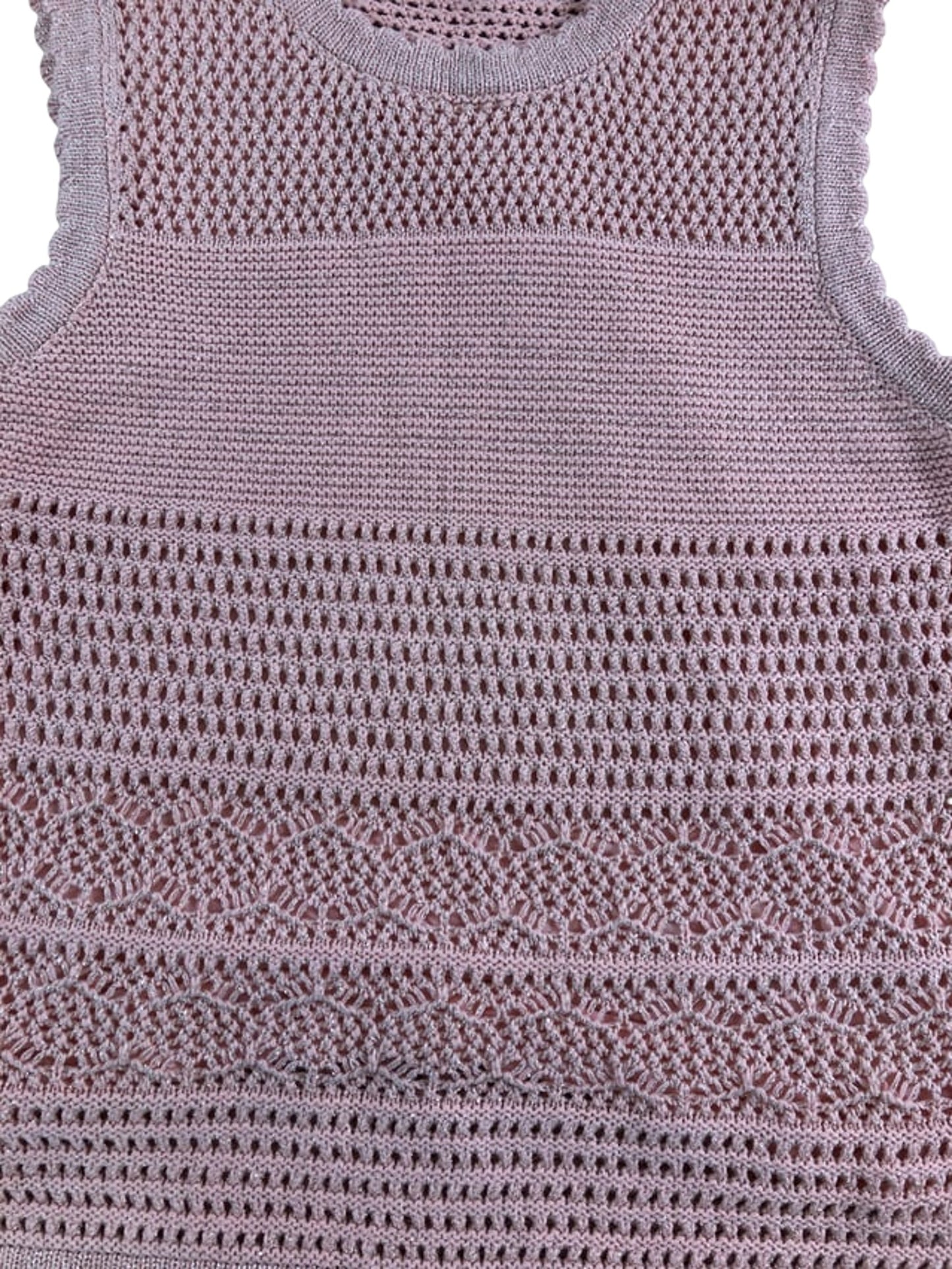 River Island Girls Crochet Vest Top Size 11- 12Years Knit Sleeveless Pink
