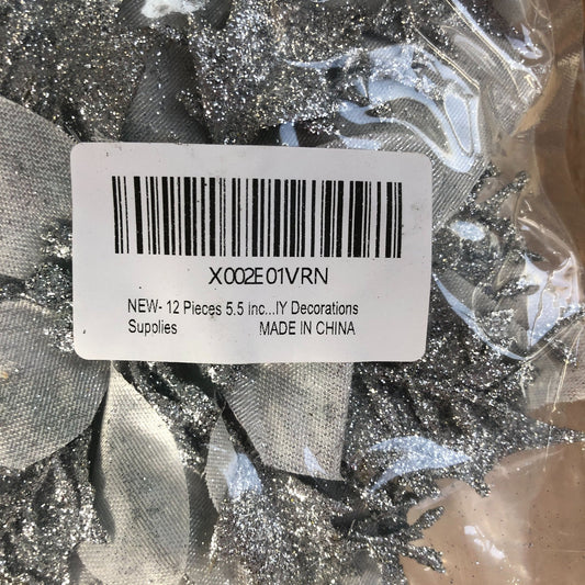 Silver Glitter Poinsettia Artificial Flowers 5.5" Pack Of 24