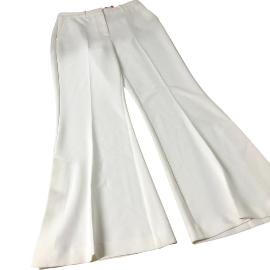 Wide Leg Trousers Women's Cream High Waist Flared Design UK10 Regular