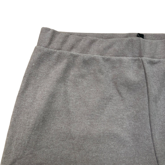 Wide Leg Trousers Grey Ribbed Fabric Soft Feel