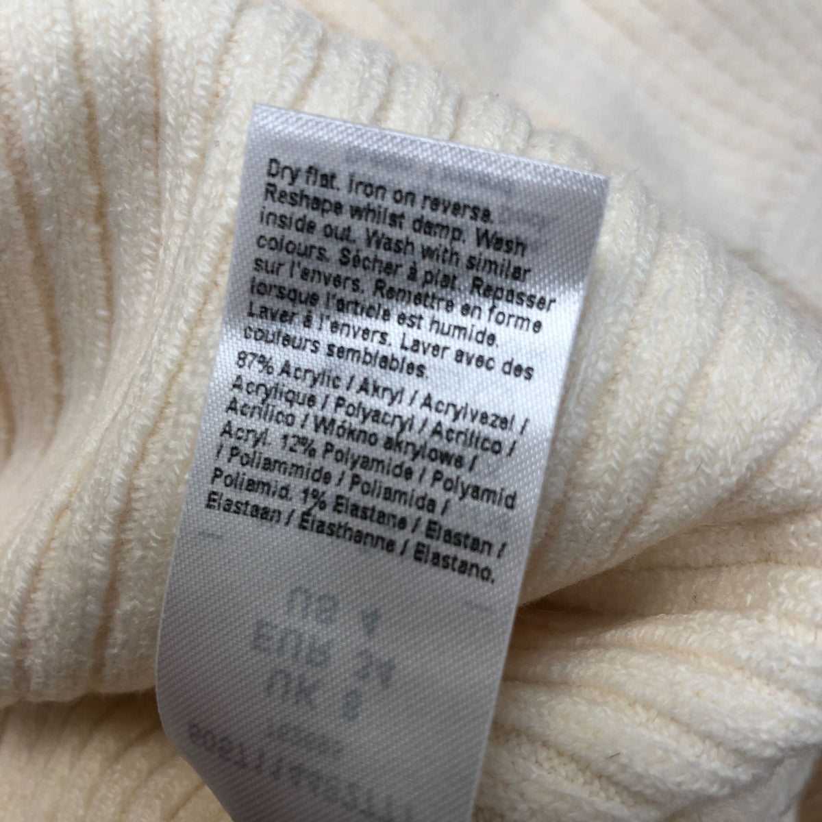 River Island Cream Ribbed Knit Roll Neck Jumper