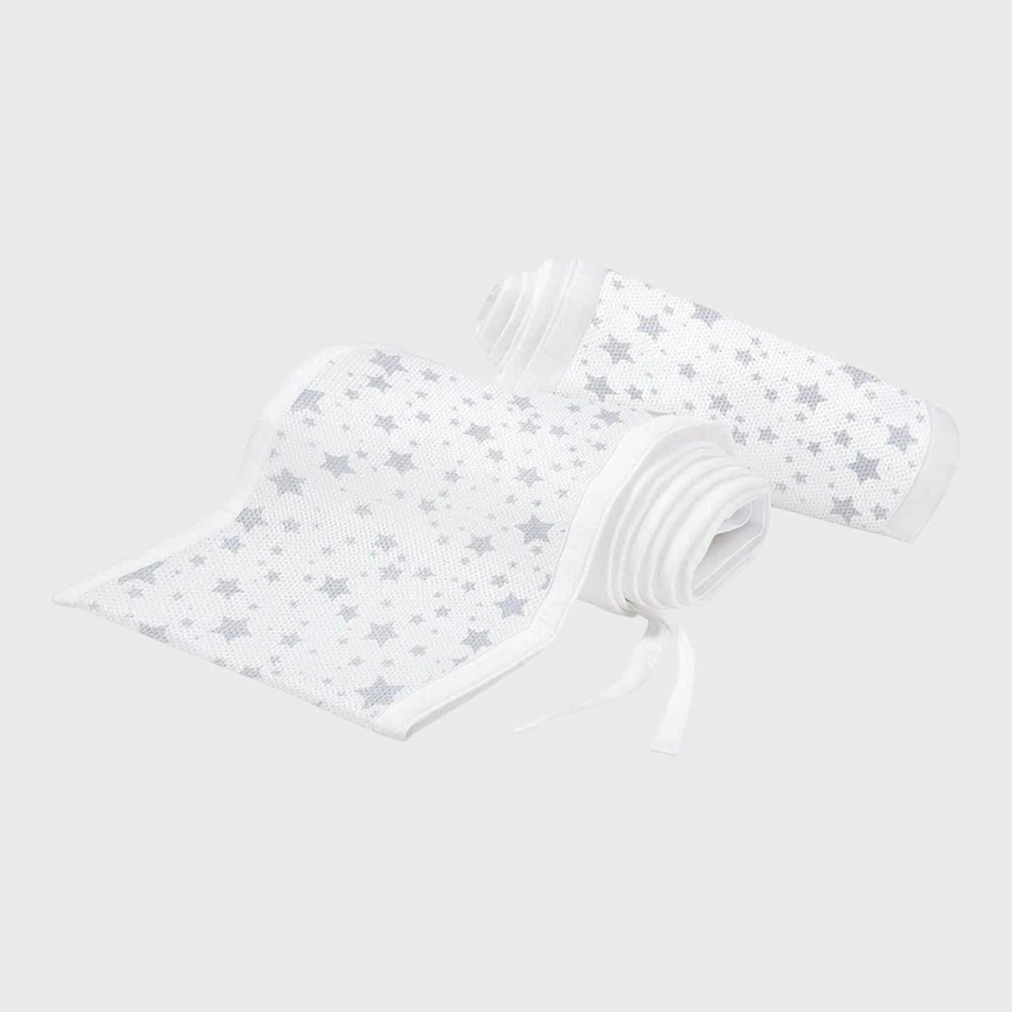 BREATHABLEBABY Classic Mesh Cot Liner Grey Stars Pattern Safe Sleep