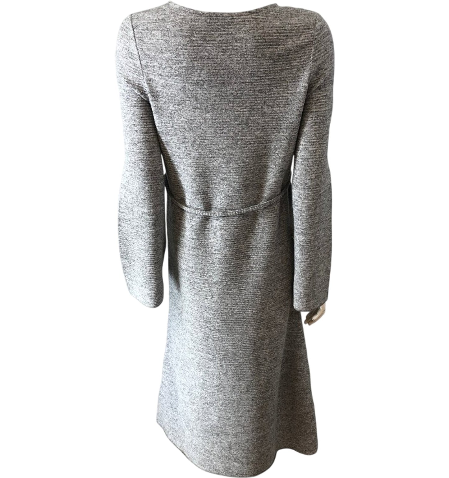 Casual Dress Grey Long Sleeve Relaxed Fit Women's Belted Midi Dress Size 8