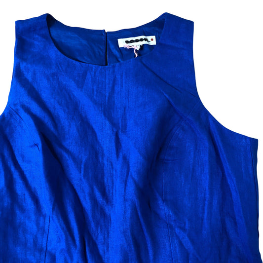 Blue Linen Wide Leg Jumpsuit Women's Sleeveless Casual Outfit Size UK 12