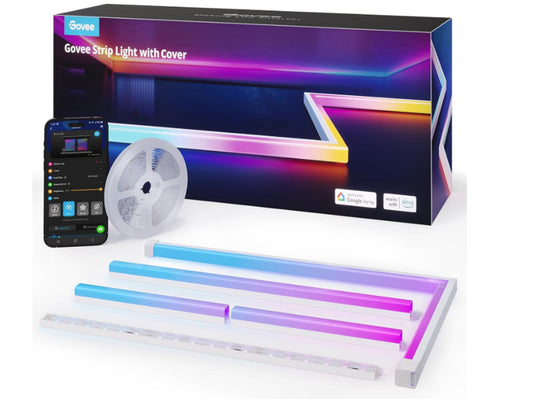 GOVEE RGBIC LED Strip Light With Cover 5M Smart Home Lighting Works With Google