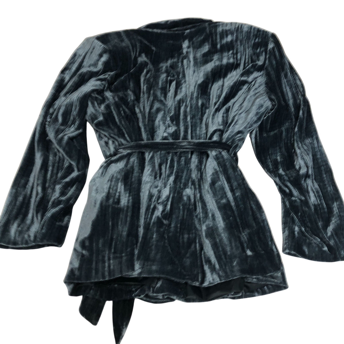 Wrap Coat Size 18 Women's Velour Dark Teal Long Sleeve Tie Belt