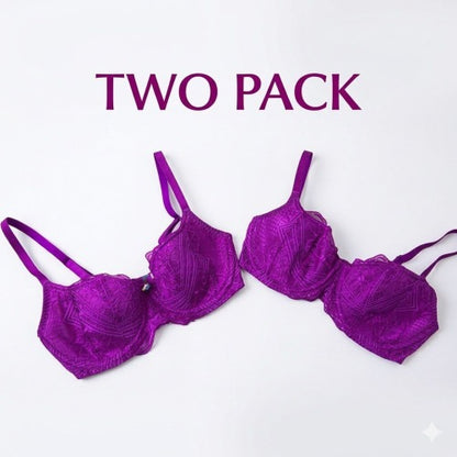 Bravissimo Lace Bra Set Women's Magenta Floral Underwired Adjustable Straps
