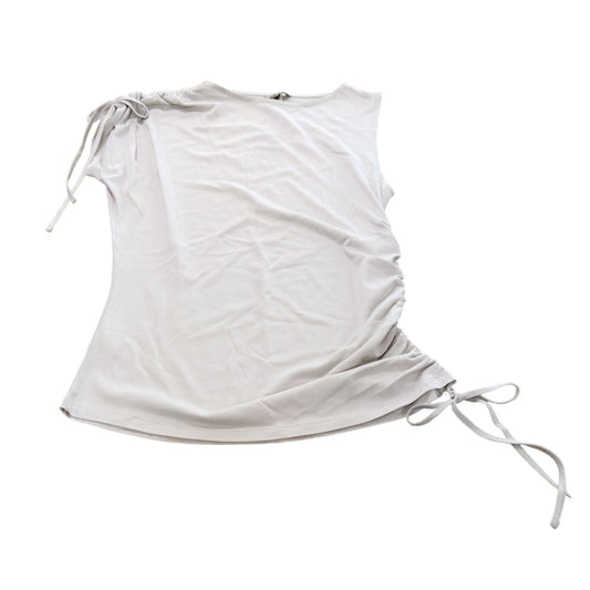 River Island XS Women's White Ruched Drawstring Top Light Beige