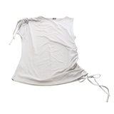 River Island XS Women's White Ruched Drawstring Top Light Beige