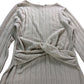 River Island Twist Front Midi Dress UK Medium Women's Ribbed Long Sleeve Beige