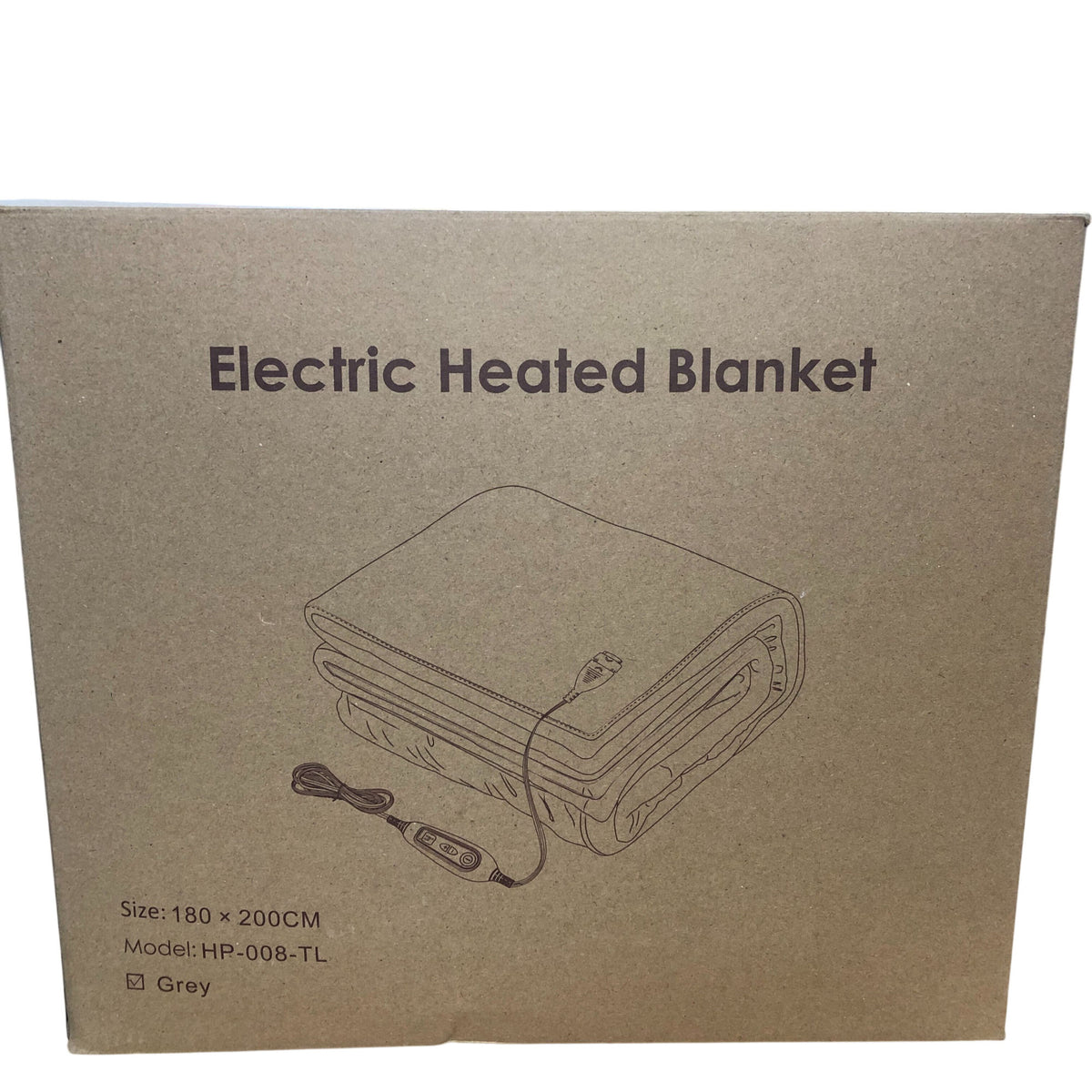 Electric Heated Blanket 180x200cm Model HP-008-TL Grey Soft Warm Cozy