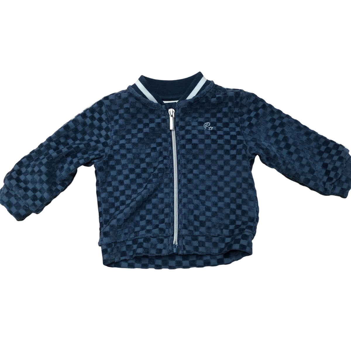 River Island Outfit Set 0-3 Months Zip Jacket T-Shirt Joggers Blue Check