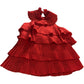 River Island Women's Red Pleated Layered Halterneck Top Size 14