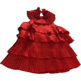 River Island Women's Red Pleated Layered Halterneck Top Size 14