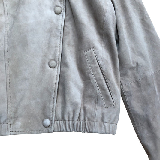 Suede Cropped Pilot Bomber Jacket - Size XS