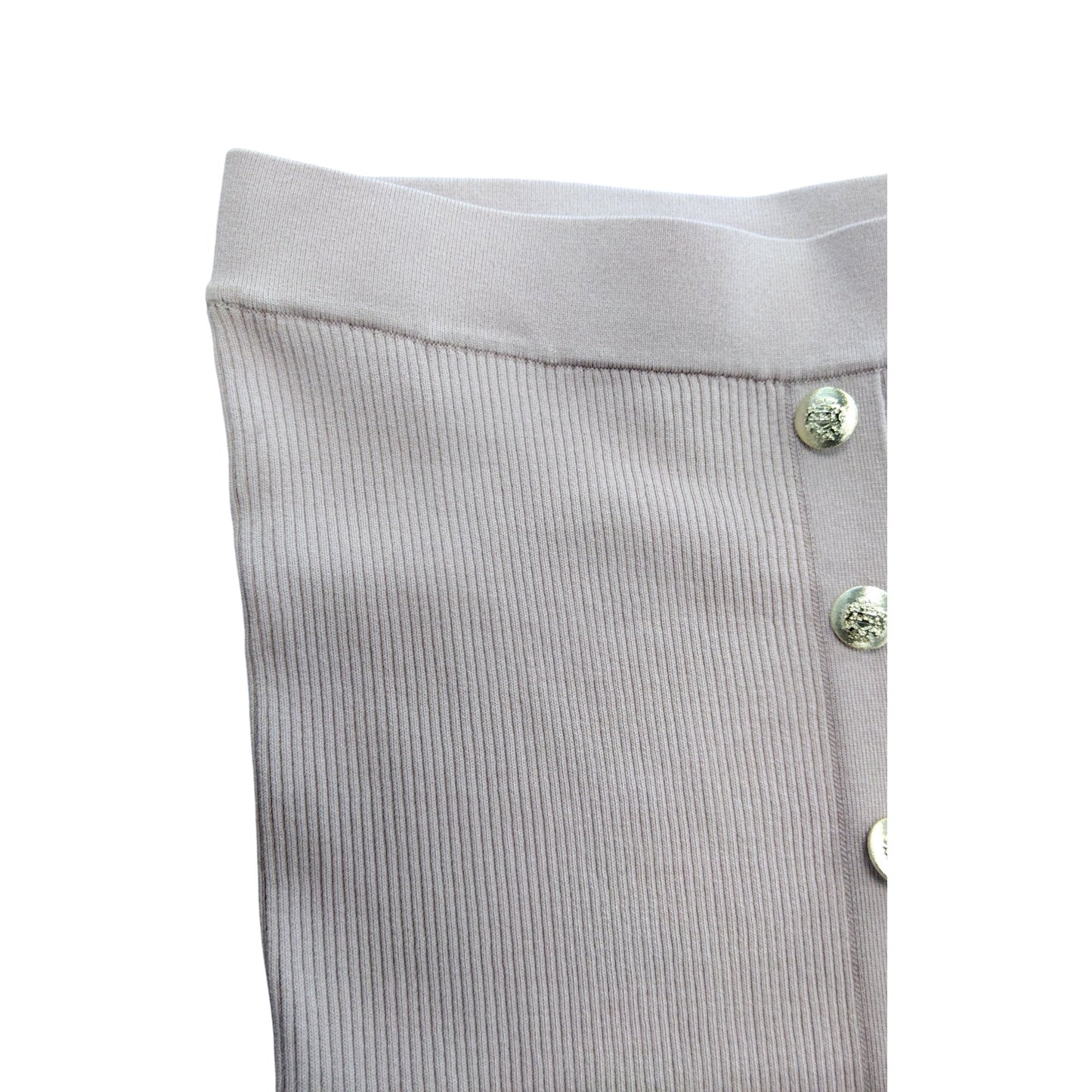 River Island Women's Ribbed Midi Skirt UK16 Blush Pink Button Detail