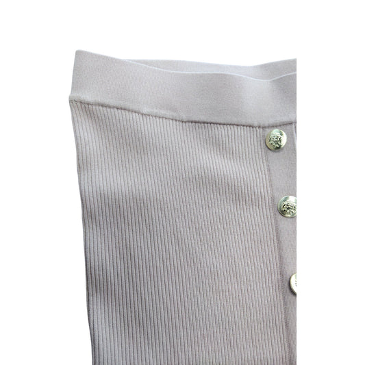 River Island Women's Ribbed Midi Skirt UK16 Blush Pink Button Detail