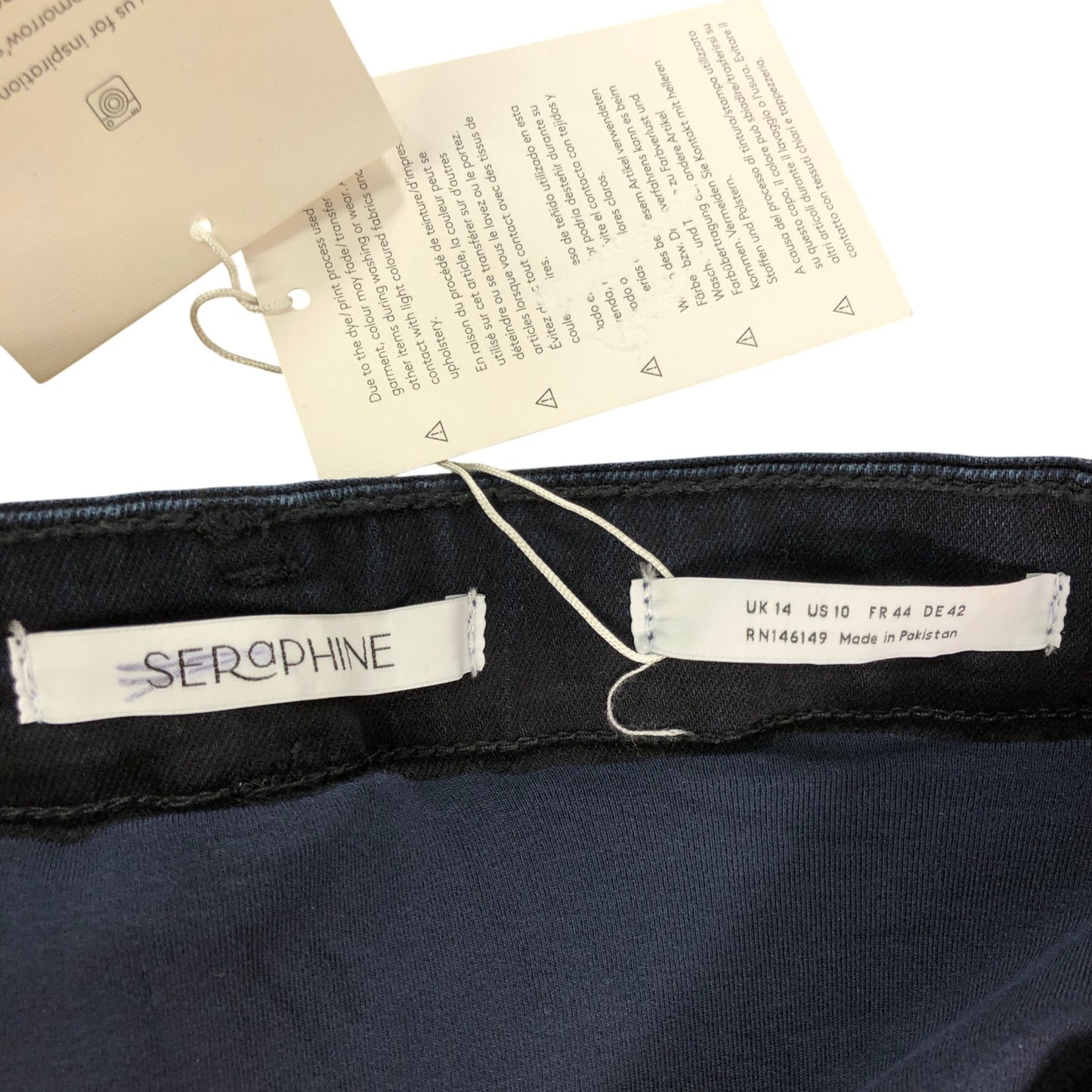 Seraphine Skinny Overbump Jeans UK14 Women's Indigo Stretchy Denim Trousers