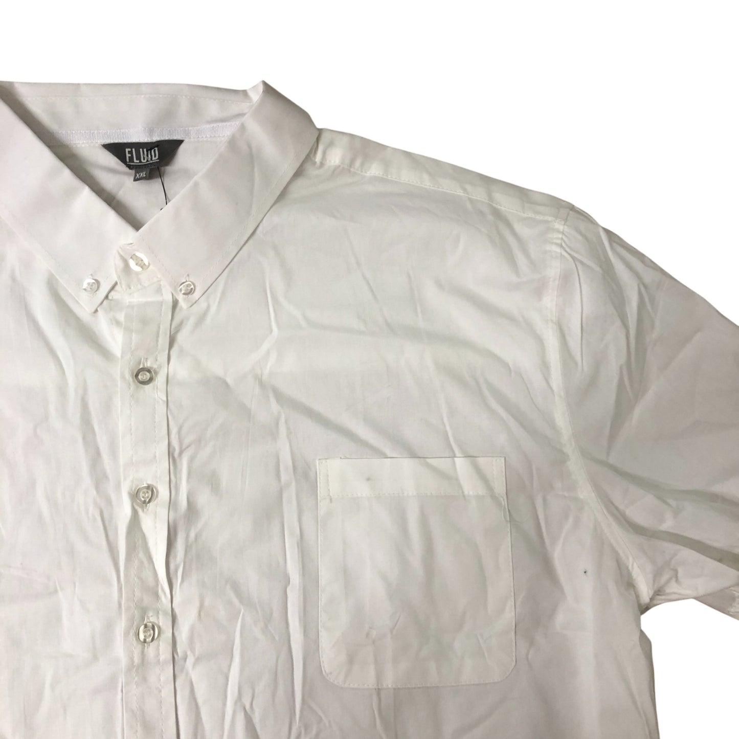Fluid XL Men's Short Sleeve White Shirt Cotton Blend Button Detail Casual