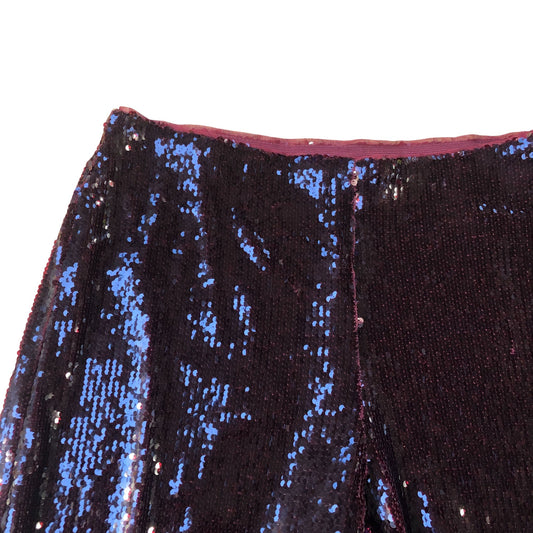 Dark Red Sequin Trousers Wide Leg Size 16 Regular
