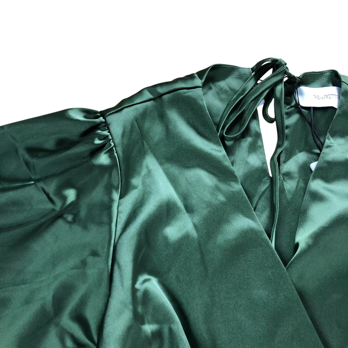 Rewritten Florence Waterfall Dress Size 8 Women's Olive Green Satin Long Dress