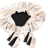 Hat Hut Satin Sleeping Bonnet Curly Hair Double Layer Reversible Champagne/Black