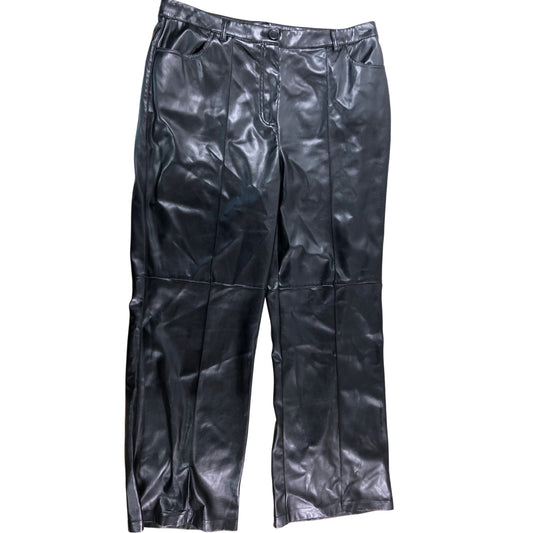 Branded Black Faux Leather Trousers XL