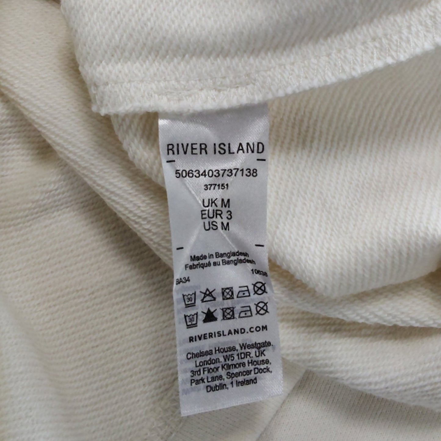 River Island Men's Graphic Vest Top Size UK M White Sleeveless Tiger Print