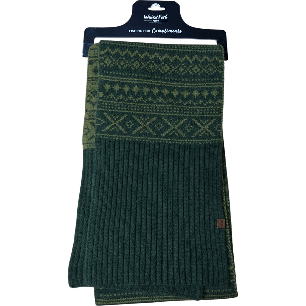 Weird Fish Corkler Duck Green Women's Scarf Knit Pattern Ribbed Design ...