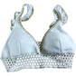 River Island Bikini Top Size UK16 Women's White Gold Trim Swimwear