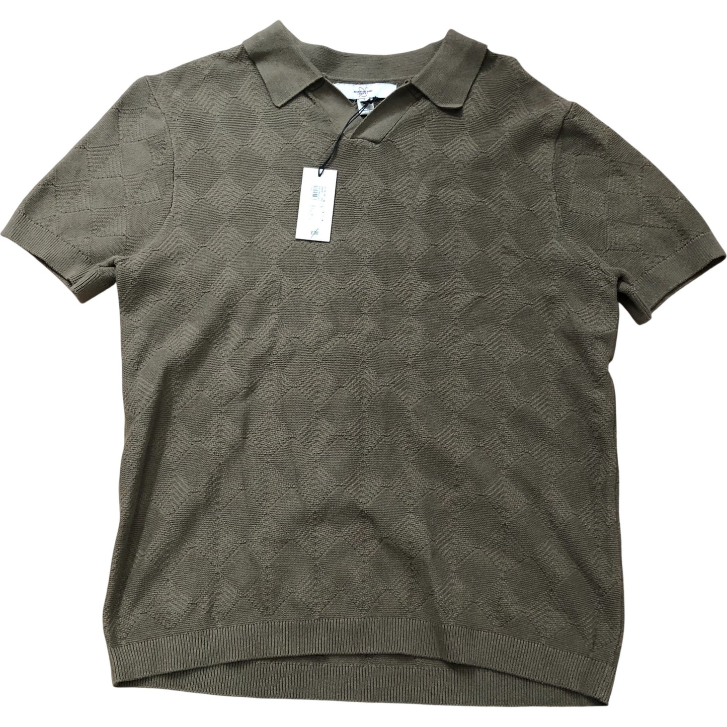 River Island Men's Green Polo Shirt Size M Comfortable Cotton Knitted