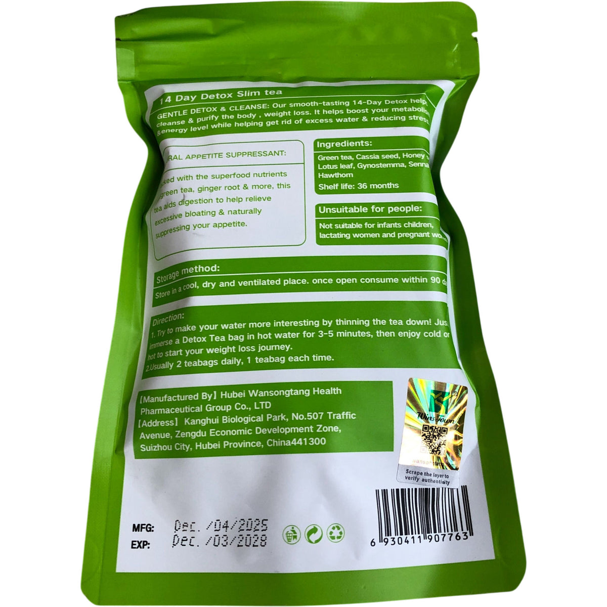14 Day Detox Slim Tea Weight Loss 14 Tea Bags Herbal Natural Blend